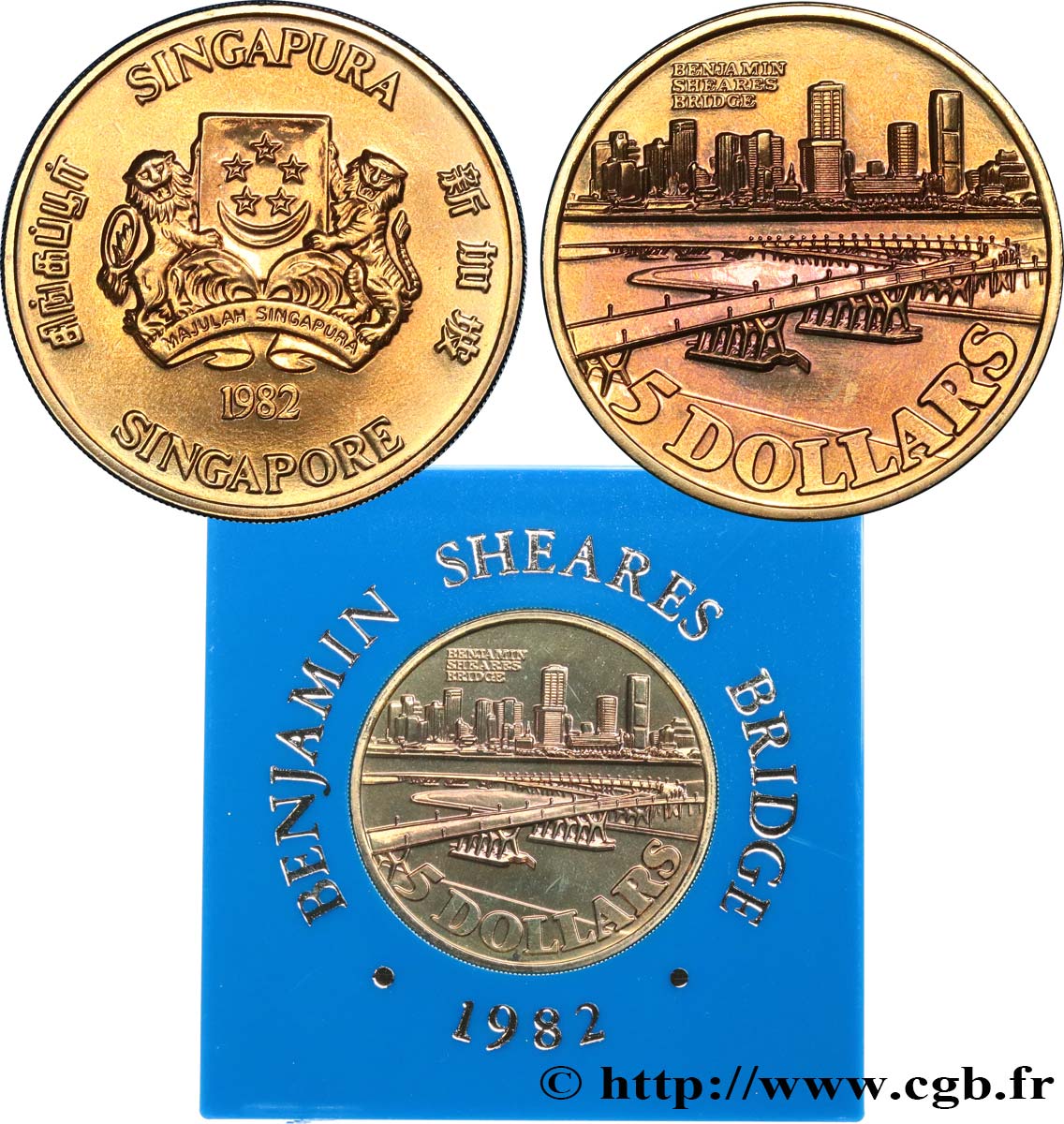 SINGAPUR 5 Dollars pont Benjamin Sheares 1982  ST 