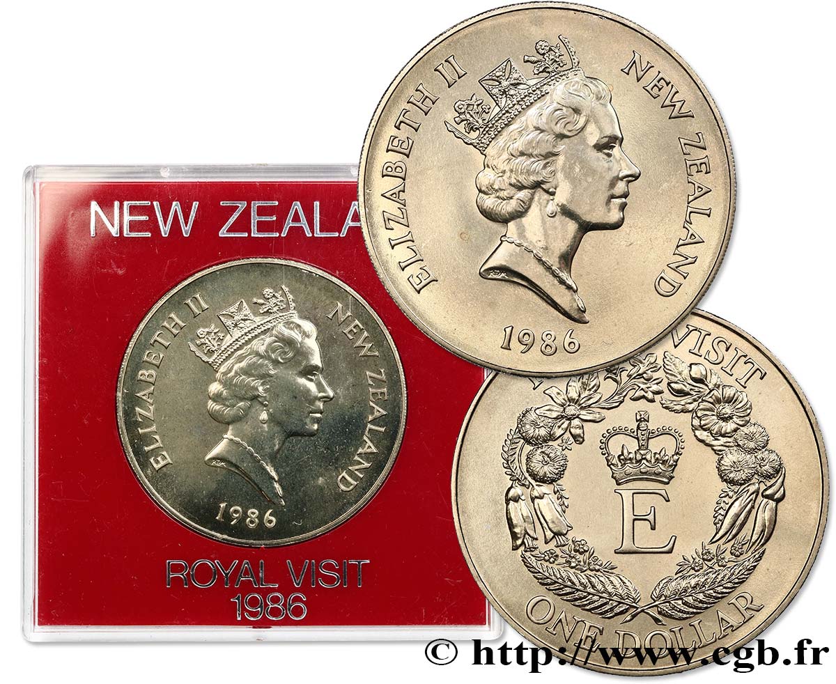 NEW ZEALAND 1 Dollar visite royale d’Elisabeth II 1986  MS 