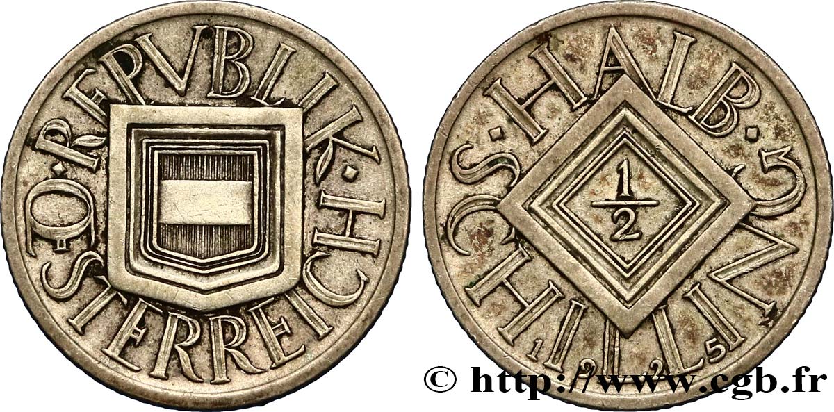 ÖSTERREICH 1/2 Schilling 1925  VZ 