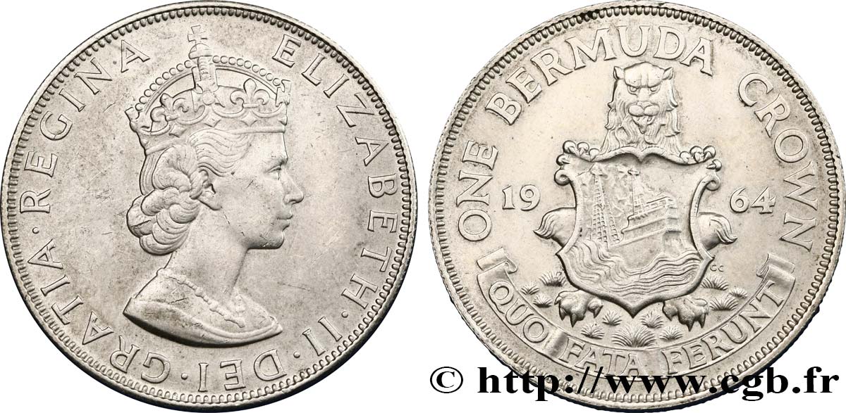 BERMUDA 1 Crown Elisabeth II 1964  SPL 