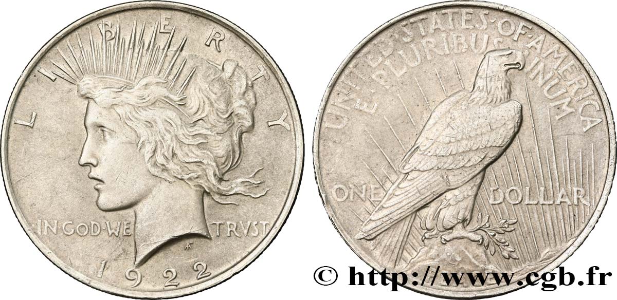 ÉTATS-UNIS D AMÉRIQUE 1 Dollar Peace 1922 Philadelphie SUP 