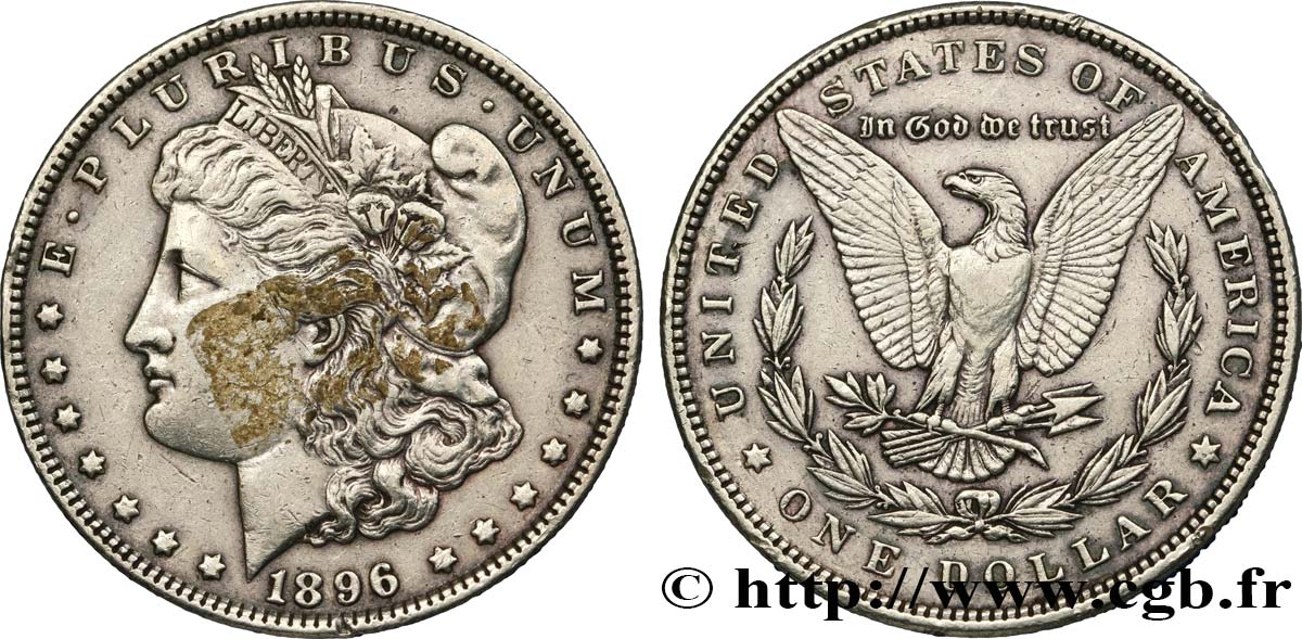 ÉTATS-UNIS D AMÉRIQUE 1 Dollar Morgan 1896 Philadelphie TTB 