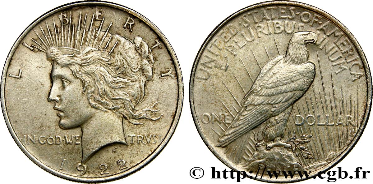 ÉTATS-UNIS D AMÉRIQUE 1 Dollar Peace 1922 Philadelphie SUP 
