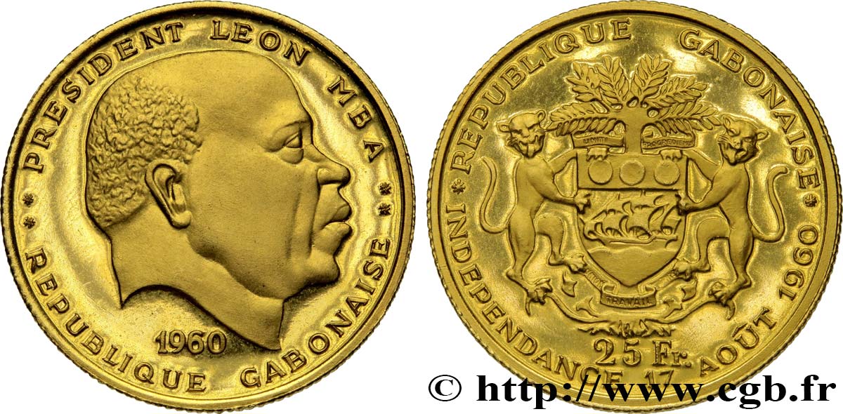GABON - REPUBLIC - LÉON M BA 25 Francs Proof 1960 Paris MS 