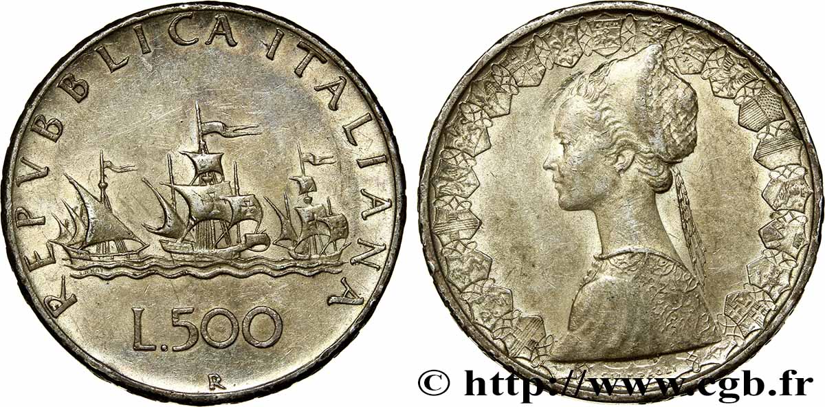 ITALIE 500 Lire “caravelles” 1966 Rome - R SUP 