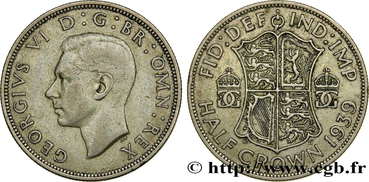 ROYAUME-UNI 1/2 Crown Georges VI 1939  TTB 
