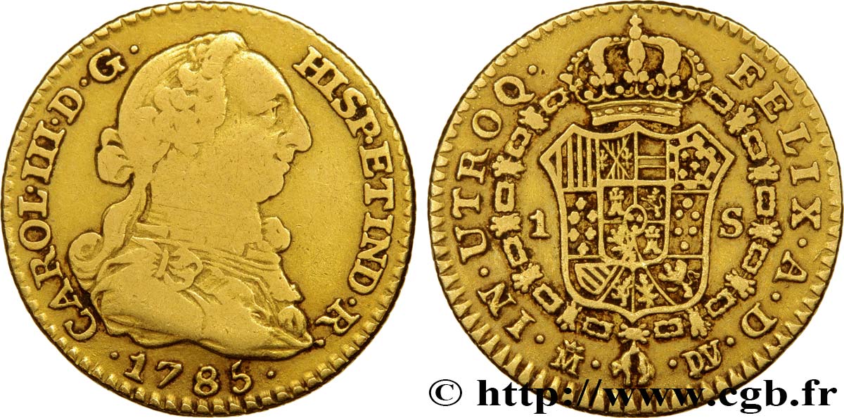 ESPAGNE 1 Escudo Charles III 1785 Madrid TB/TB+ 
