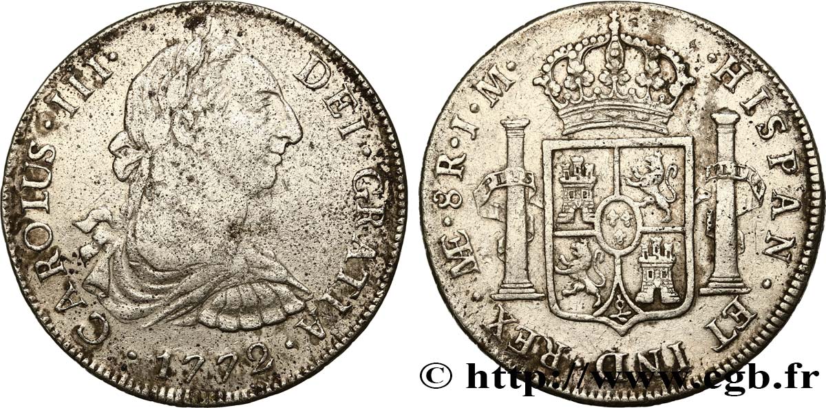 PERU 8 Reales Charles III 1772 Lima VF 