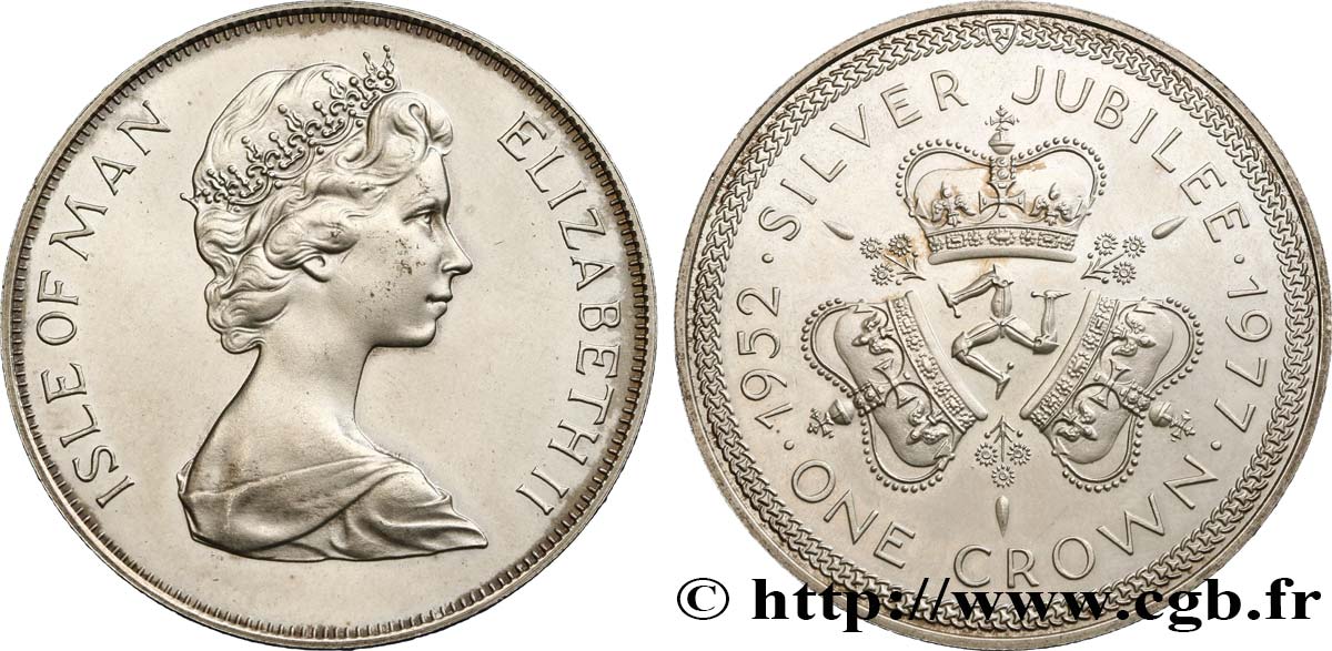 ISOLA DI MAN 1 Crown Elisabeth II, jubilé d’argent 1977  MS 