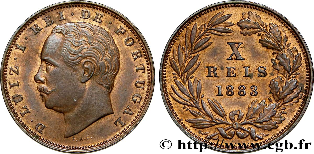 PORTUGAL 10 Réis Louis Ier 1883  EBC+ 
