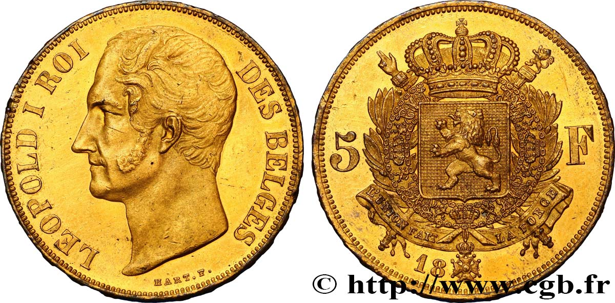 BELGIUM - KINGDOM OF BELGIUM - LEOPOLD I Essai de 5 Francs par Hart 1847 Bruxelles AU 
