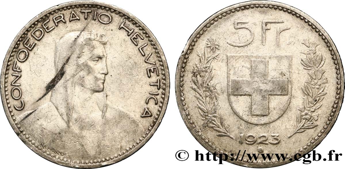 SUIZA 5 Francs berger 1923 Berne MBC 