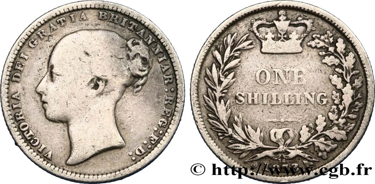 UNITED KINGDOM 1 Shilling Victoria 1873  VF 