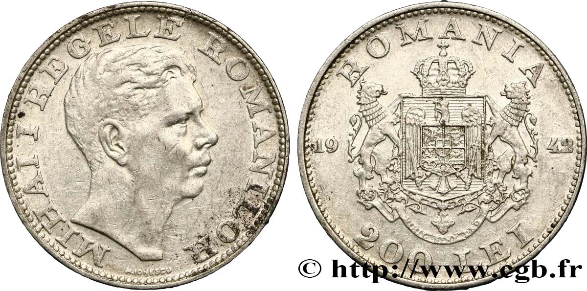 RUMANIA 200 Lei Michel Ier 1942  MBC 