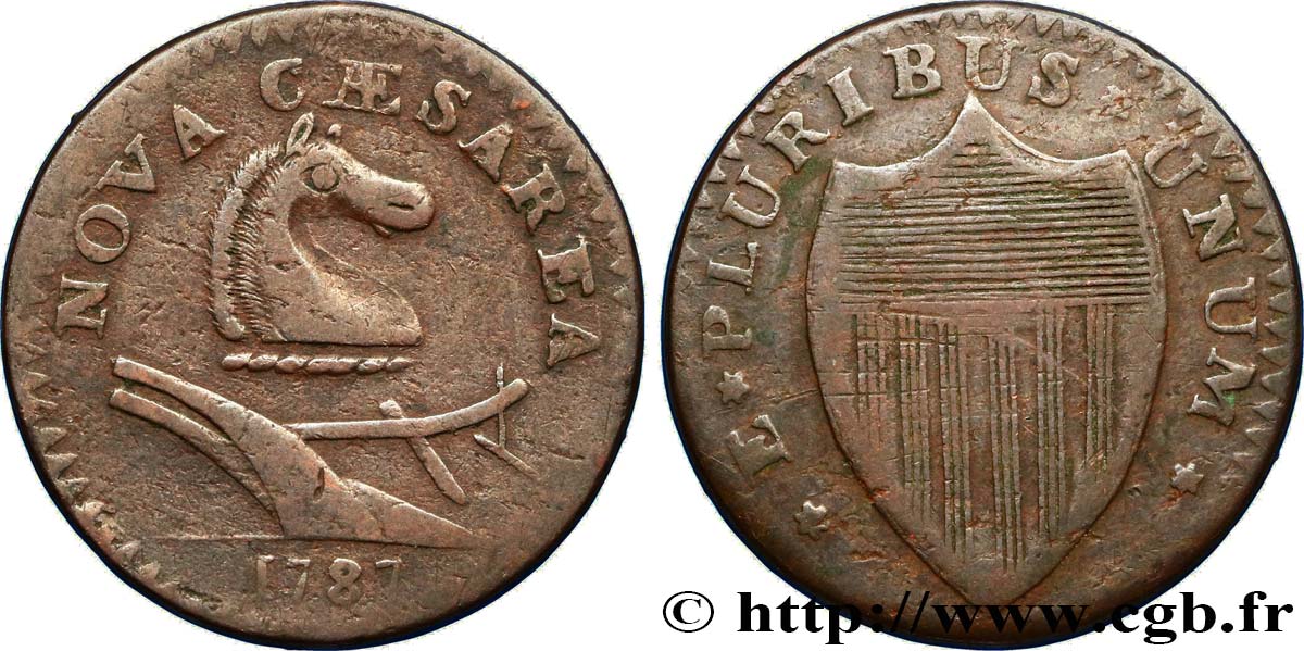 ÉTATS UNIS D AMÉRIQUE - MONNAYAGE POST-COLONIAL - NEW JERSEY Copper Cent 1787 New Jersey q.BB 