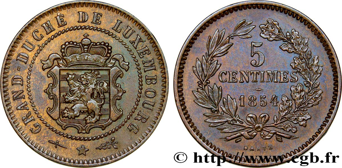 LUXEMBOURG 5 Centimes 1854 Utrecht SUP 