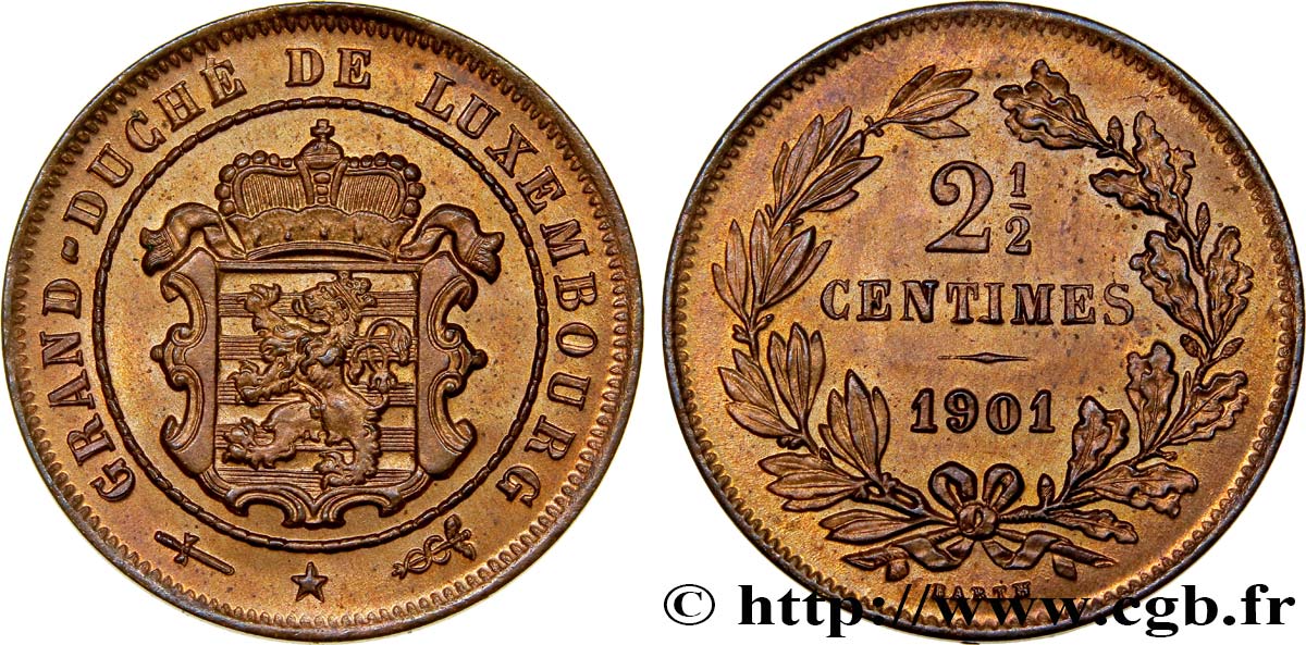 LUSSEMBURGO 2 1/2 Centimes 1901 Utrecht FDC 