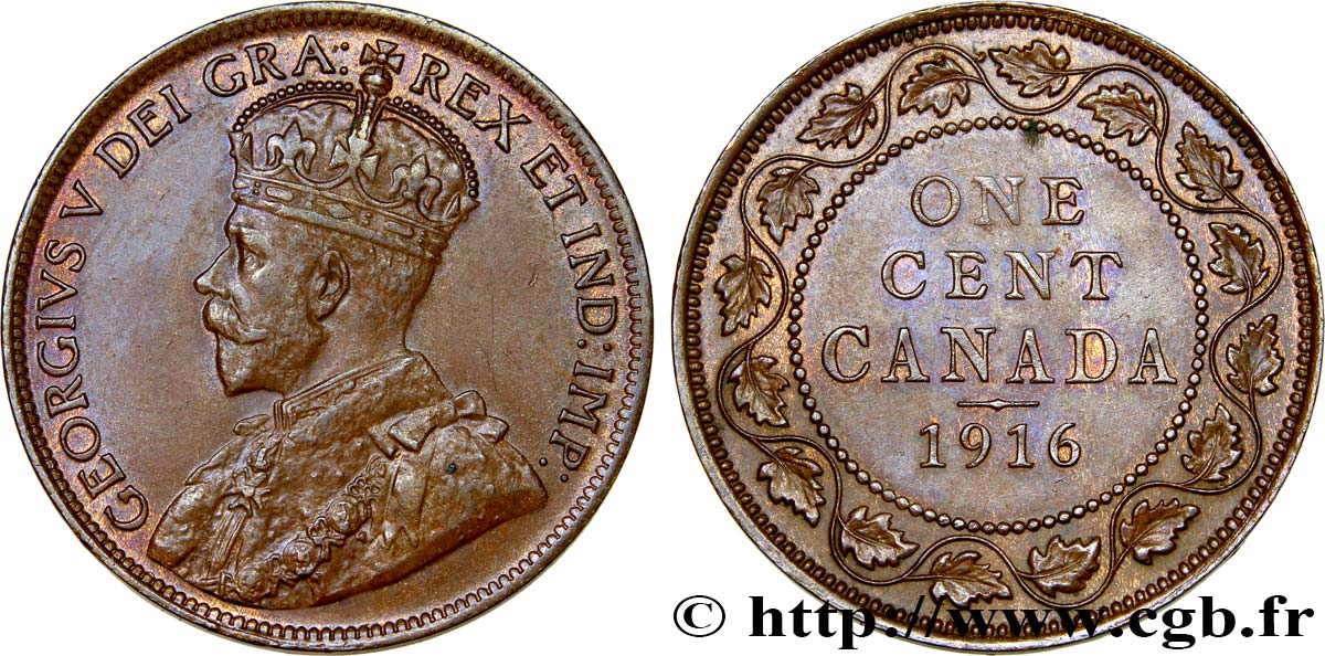 CANADA 1 Cent Georges V 1916  SPL 