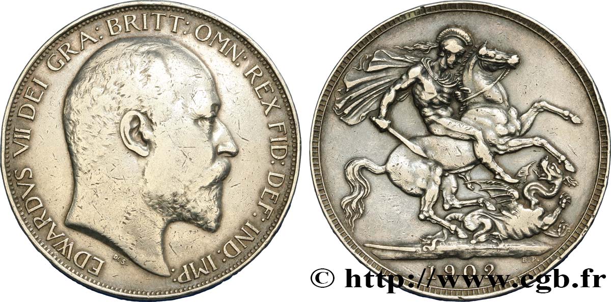 REINO UNIDO 1 Crown Edouard VII 1902  BC+ 
