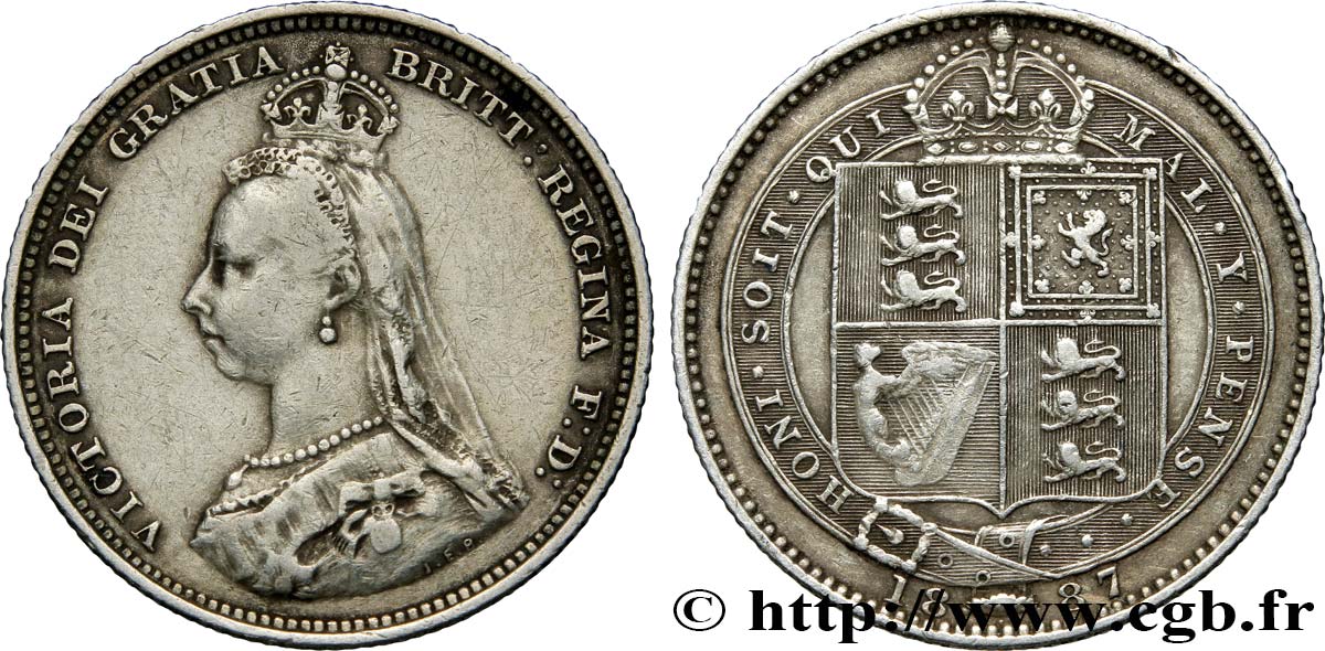 REGNO UNITO 1 Shilling Victoria buste du jubilé 1887  BB 