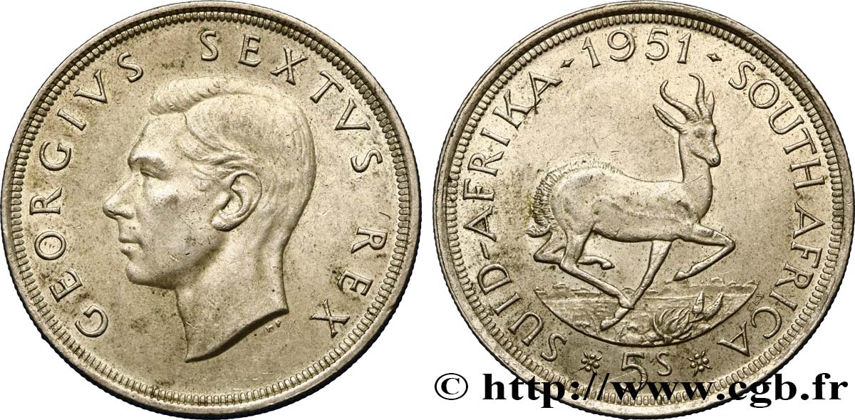 SUDAFRICA 5 Shillings Georges VI 1951 Pretoria q.SPL 