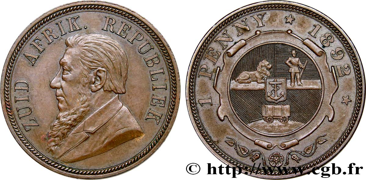 SüDAFRIKA 1 Penny président Kruger 1892  VZ 