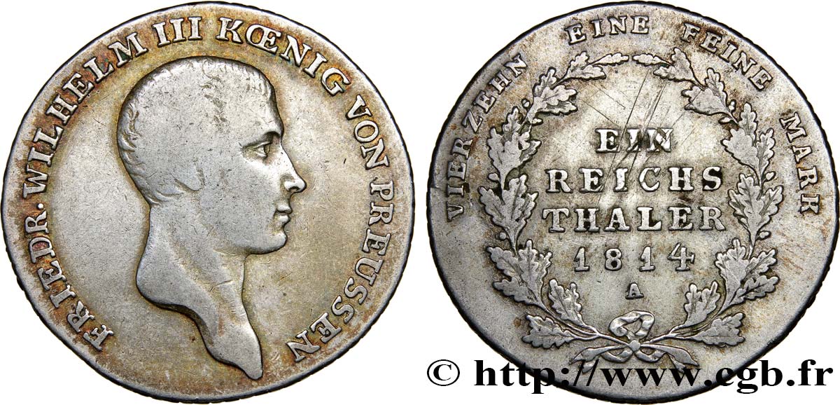 GERMANY - PRUSSIA 1 Thaler Frédéric-Guillaume III 1814 Berlin VF 