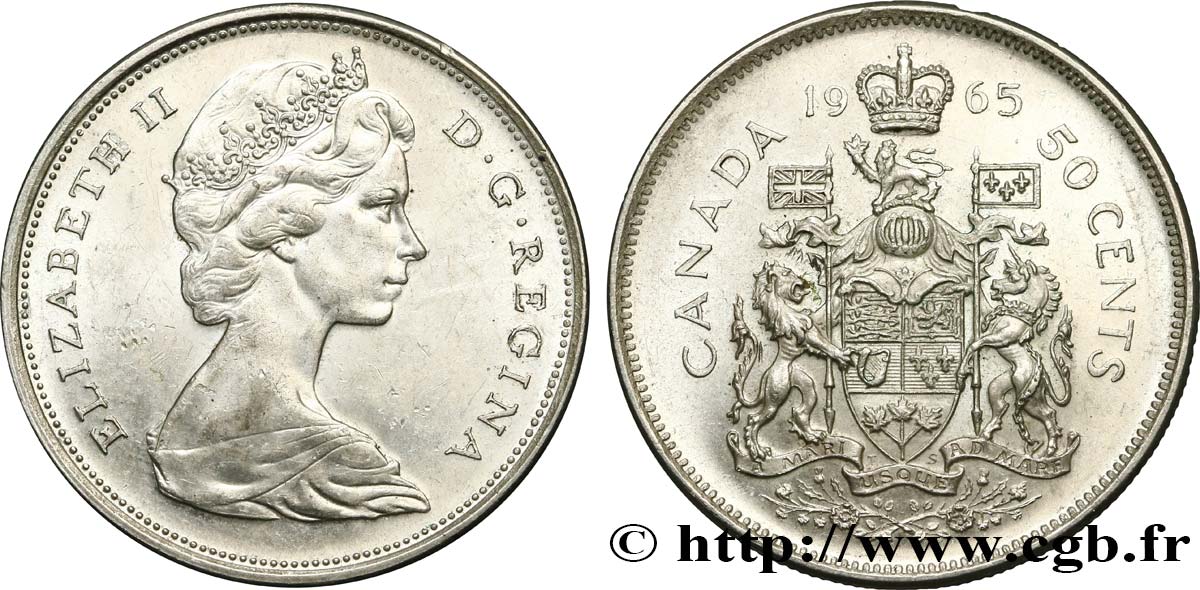 KANADA 50 Cents Elisabeth II 1965  VZ 
