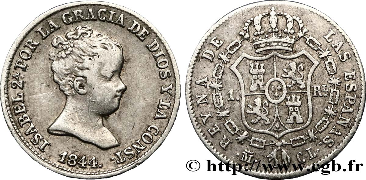 SPAIN 1 Real Isabelle II 1844 Madrid XF 