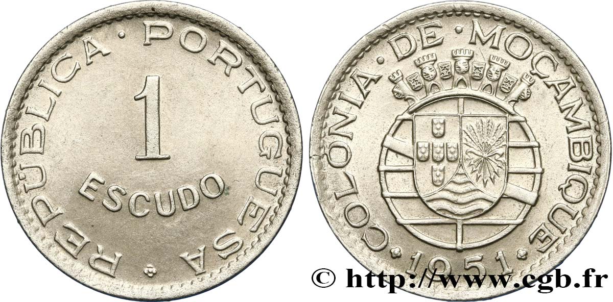 MOZAMBIQUE 1 Escudo colonie portugaise du Mozambique 1951  EBC 
