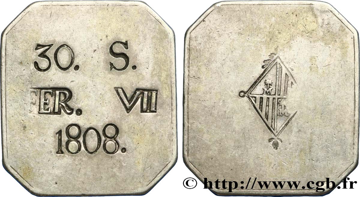 SPAGNA - ISOLE BALEARI 30 Sous Ferdinand VII 1808 Majorque BB 