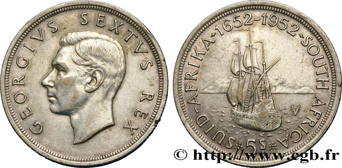 SOUTH AFRICA 5 Shillings Georges VI 1951 Pretoria AU 