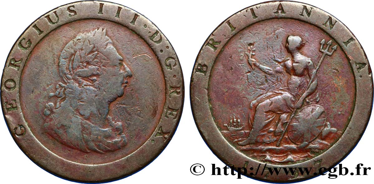 VEREINIGTEN KÖNIGREICH 1 Penny Georges III 1797 Soho S 