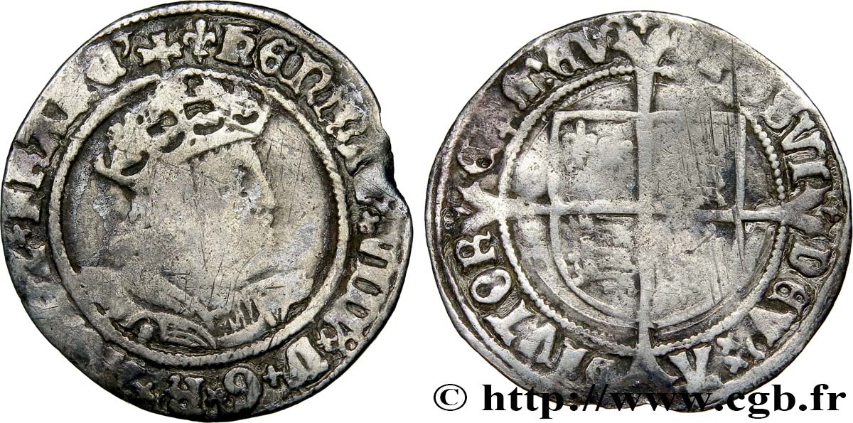 ENGLAND - KINGDOM OF ENGLAND - HENRY VIII Gros (Groat) 1526-1544 Londres BC 