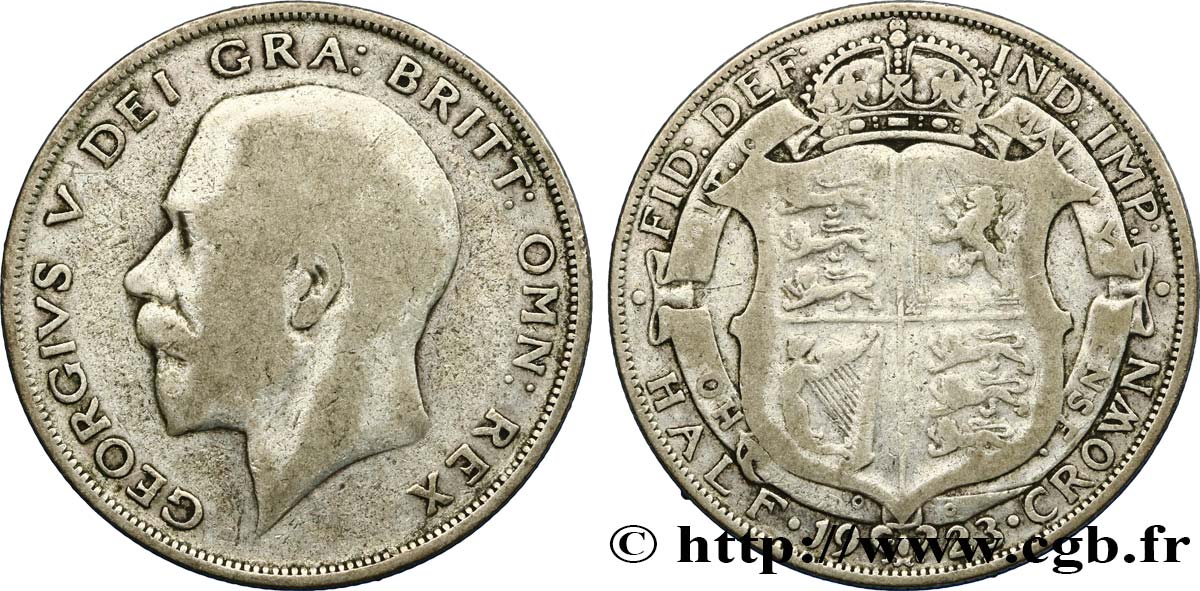 REINO UNIDO 1/2 Crown Georges V / blason 1923  BC 