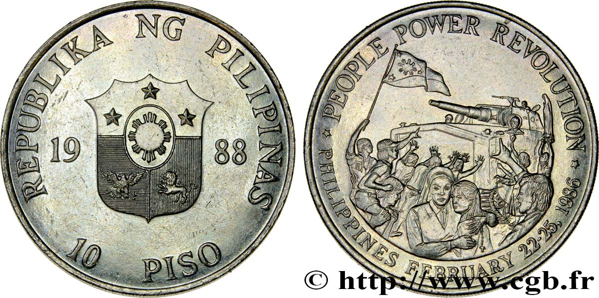 PHILIPPINEN 10 Piso 2e anniversaire de le Révolution des Philippines 1988  VZ 