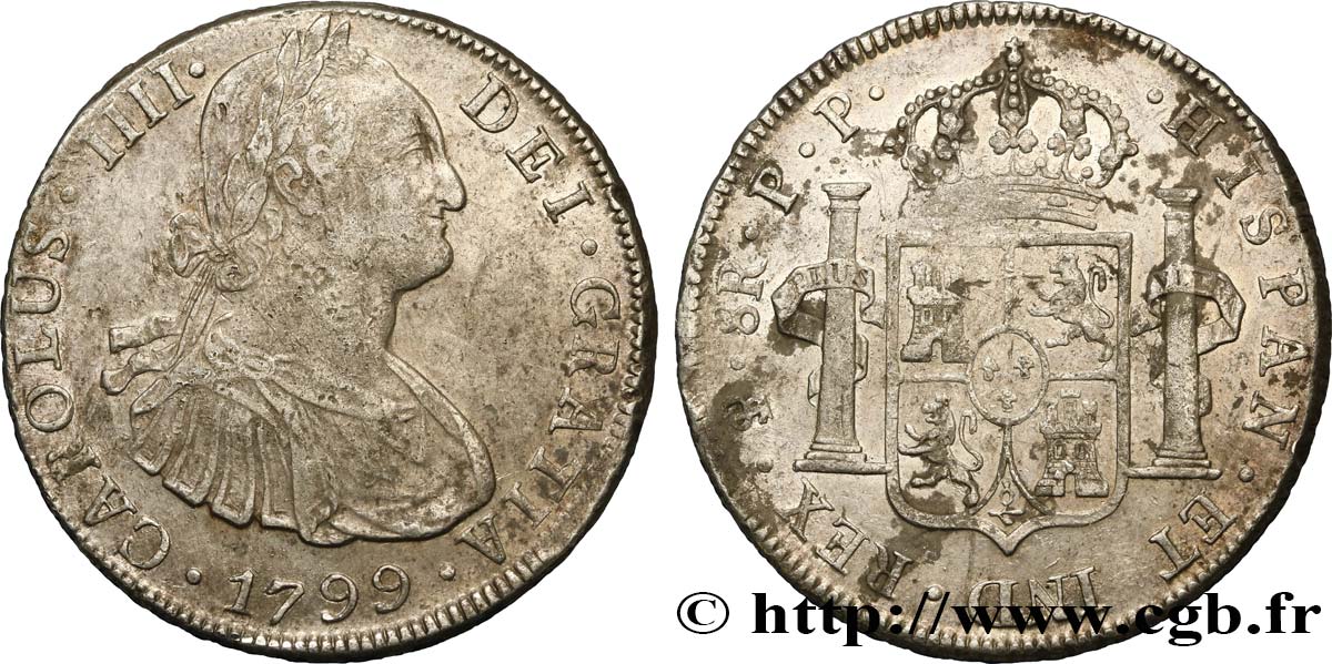 BOLIVIA 8 Reales Charles IV 1799 Potosi MBC 