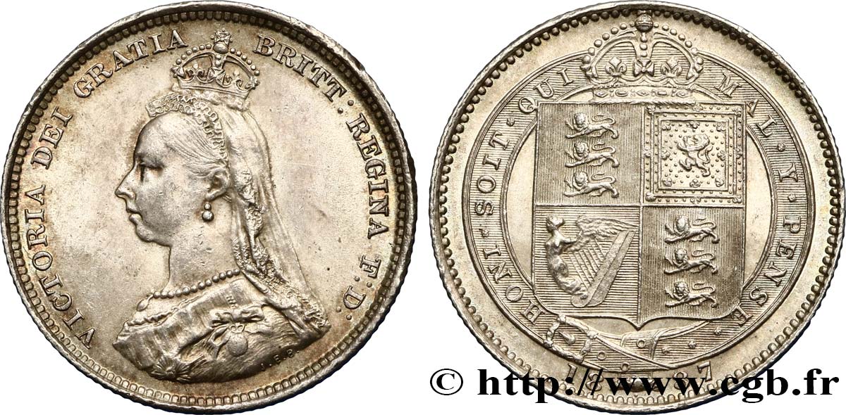 VEREINIGTEN KÖNIGREICH 1 Shilling Victoria buste du jubilé 1887  fST 