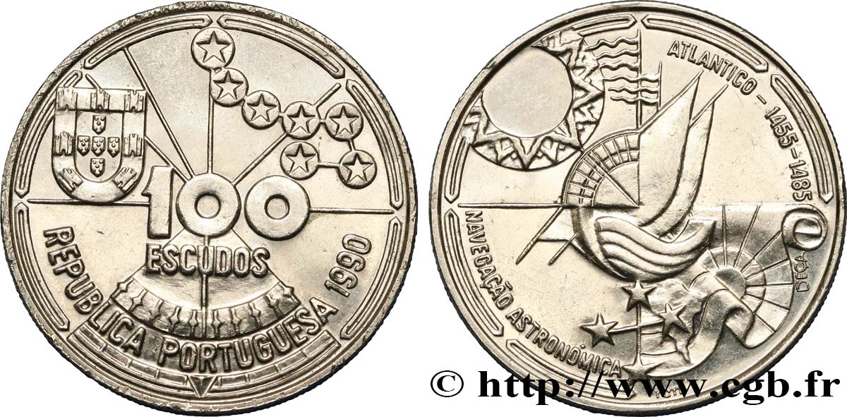 PORTOGALLO 100 Escudos Navigation astronomique 1990 Lisbonne SPL 