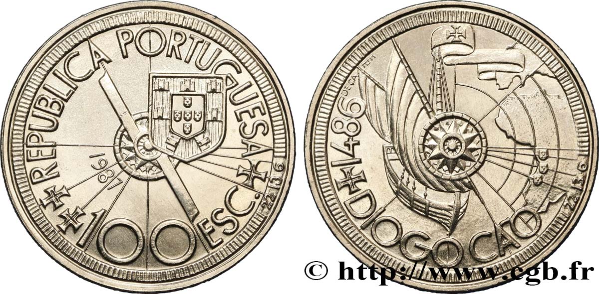 PORTOGALLO 100 Escudos Diogo Cao et l’exploration des côtes africaines en 1486 1987  SPL 