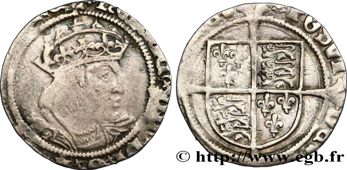 ENGLAND - KINGDOM OF ENGLAND - HENRY VIII Gros (Groat) 1526-1544 Londres VF 