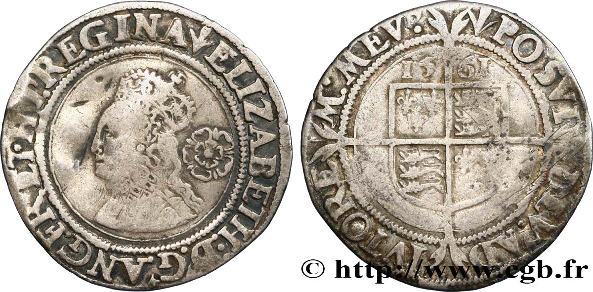 UNITED KINGDOM 6 Pence Elisabeth Ier, 3e et 4e émissions 1561 Londres VF 