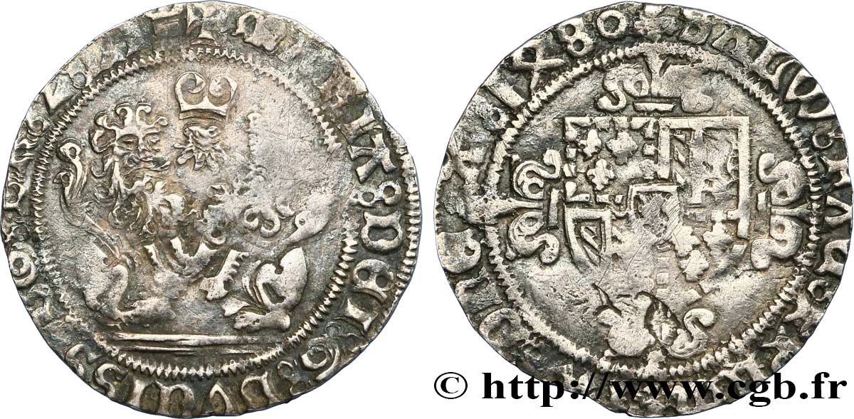 BRABANT - DUCHÉ DE BRABANT - MARIE DE BOURGOGNE Double briquet 1480 Anvers TTB 