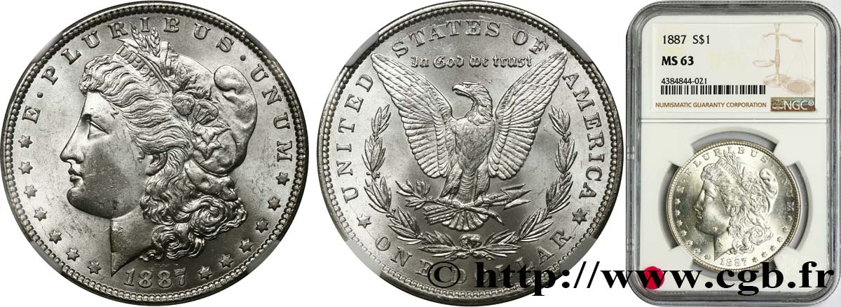 ÉTATS-UNIS D AMÉRIQUE 1 Dollar Morgan 1887 Philadelphie MS63 NGC