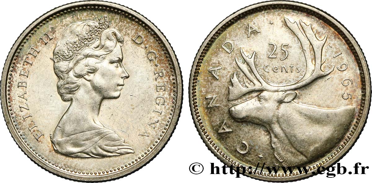 CANADA 25 Cents 1965  AU 