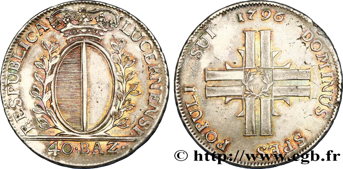 SUISSE - CANTON DE LUCERNE 40 Batzen 1796 Lucerne TTB+ 