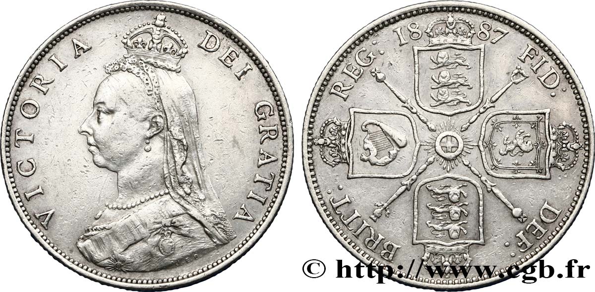 REINO UNIDO 1 Florin Victoria buste du jubilé 1887  MBC 
