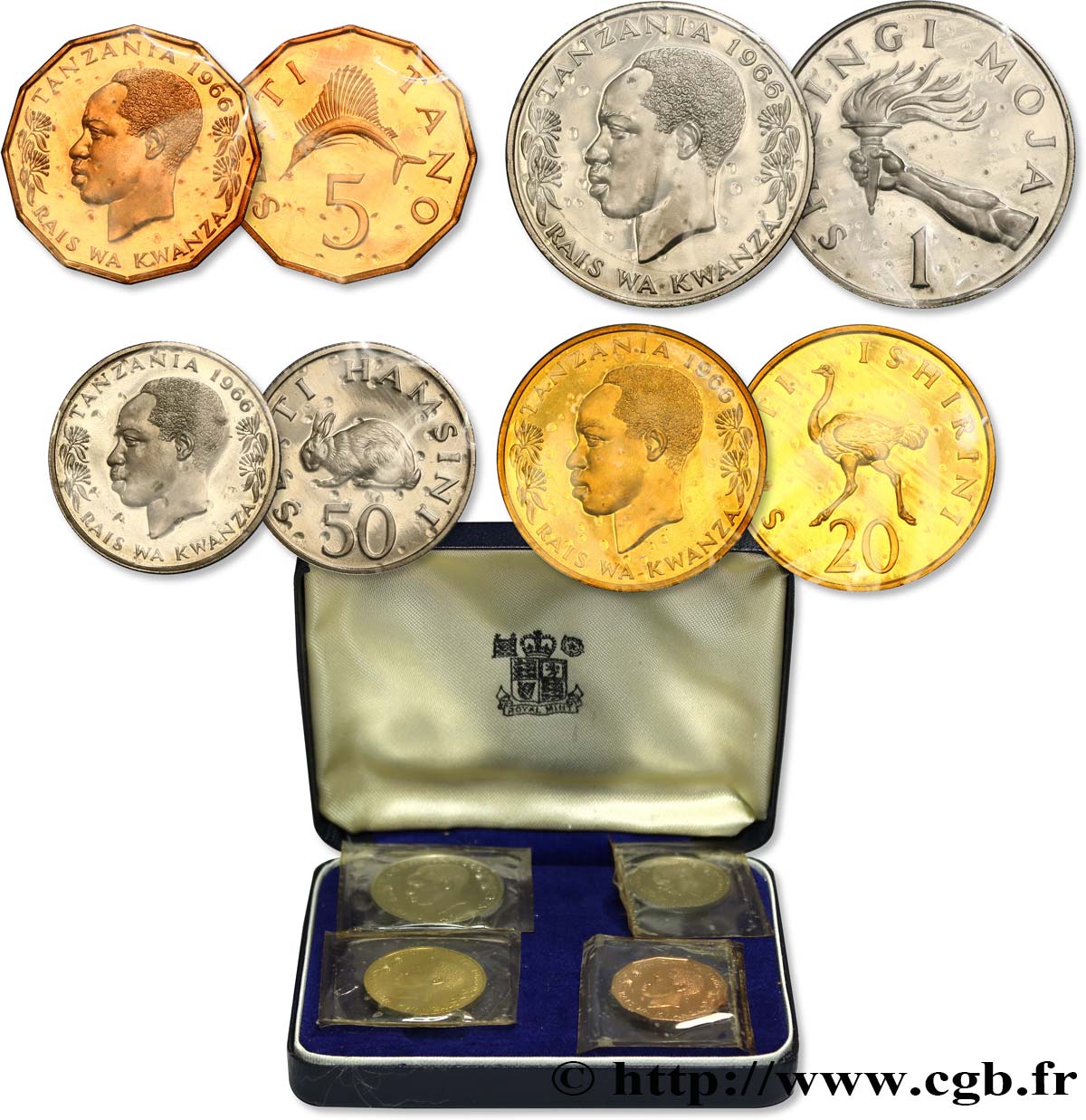 TANZANIA Série Proof 4 monnaies Président Julius Kambarage Nyerere 1966  FDC 