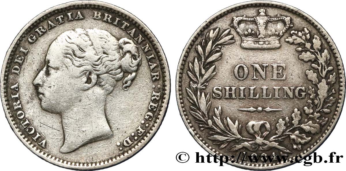 UNITED KINGDOM 1 Shilling Victoria 1884  VF 