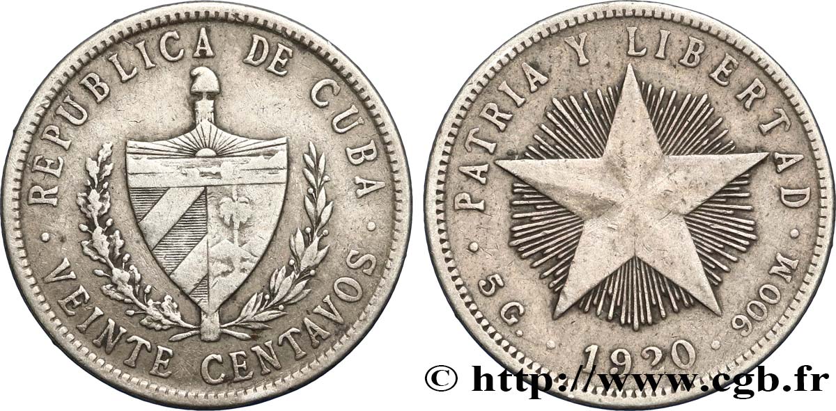 KUBA 20 Centavos 1920  SS 